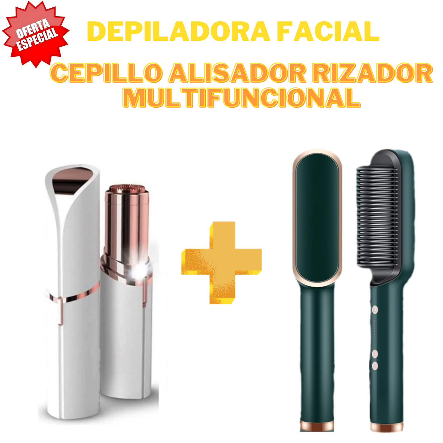 (Kit de belleza) Depiladora Facial + Cepillo Alisador